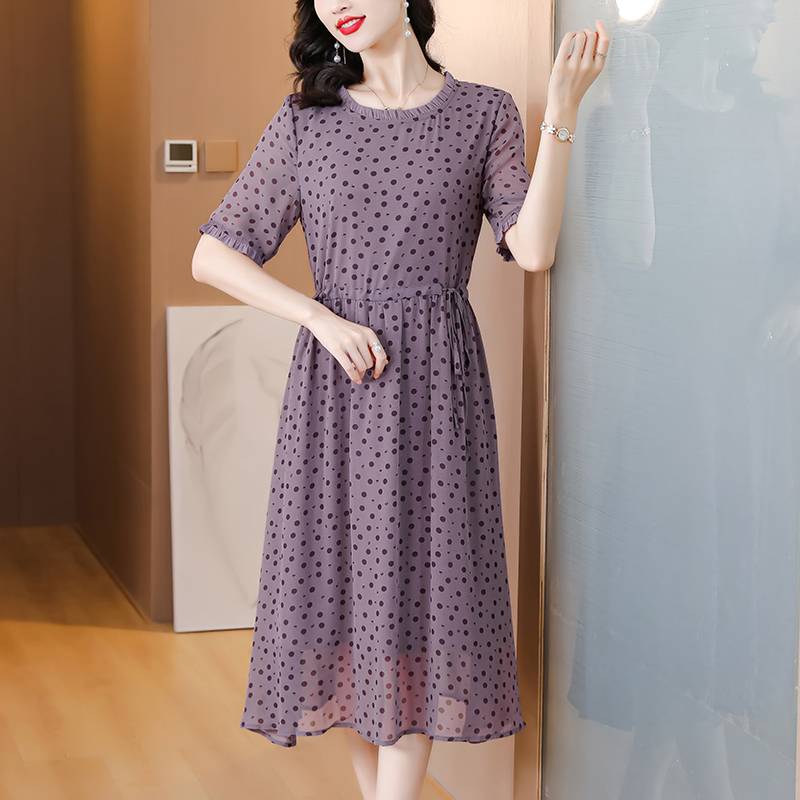 Large yard middle-aged dress fat short sleeve long dress