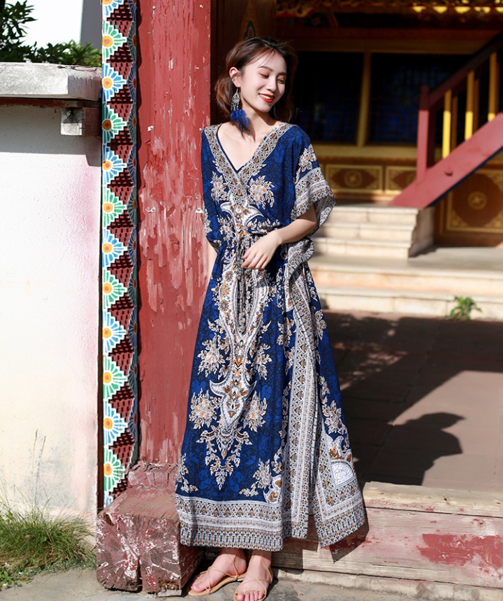 Travel printing dress national style long dress