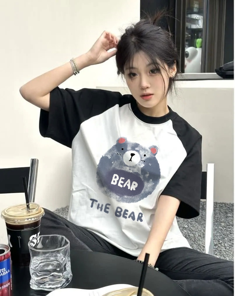 Korean style couples large yard combed T-shirt for women