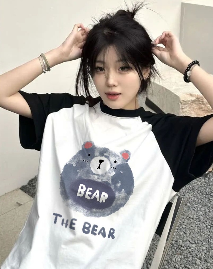 Korean style couples large yard combed T-shirt for women