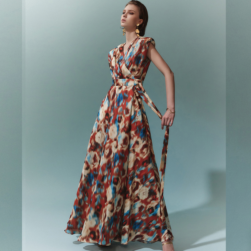 Floral summer elegant dress fashion temperament long dress