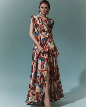 Floral summer elegant dress fashion temperament long dress