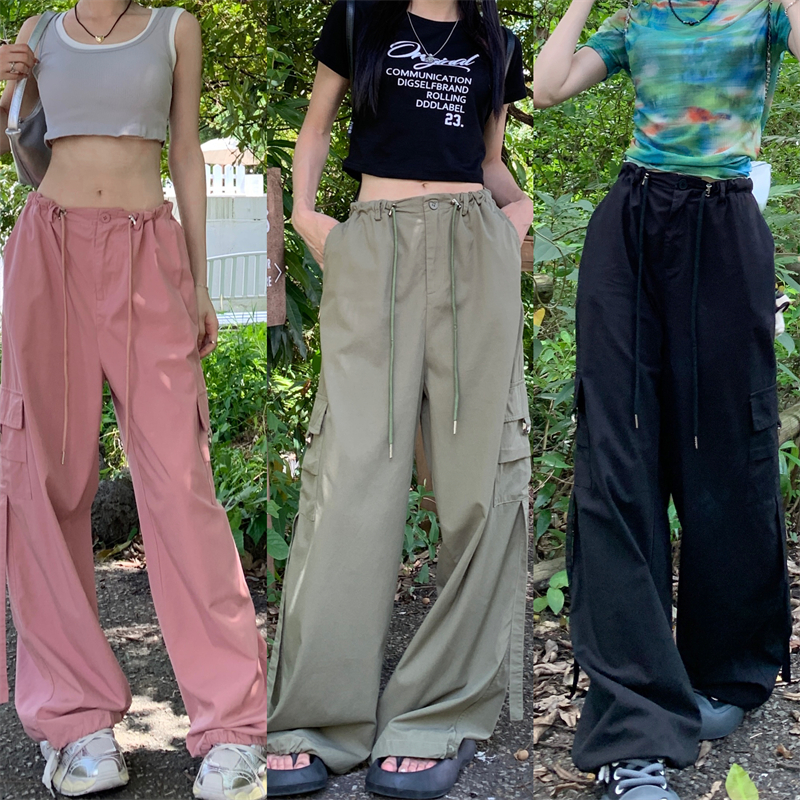 Summer show high long pants pocket pants for women