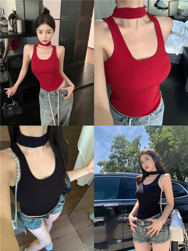 Slim spicegirl tops square collar vest for women