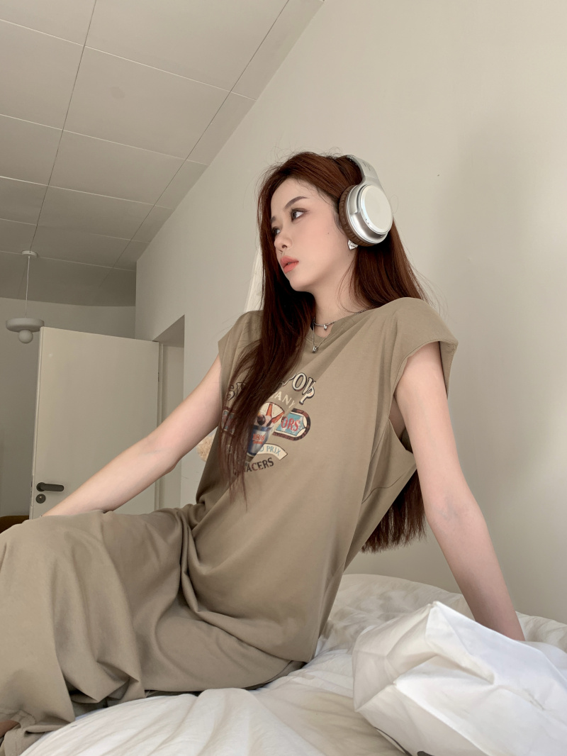 Lazy long knitted all-match loose T-shirt