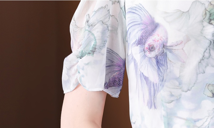 Silk pinched waist real silk summer dress for women