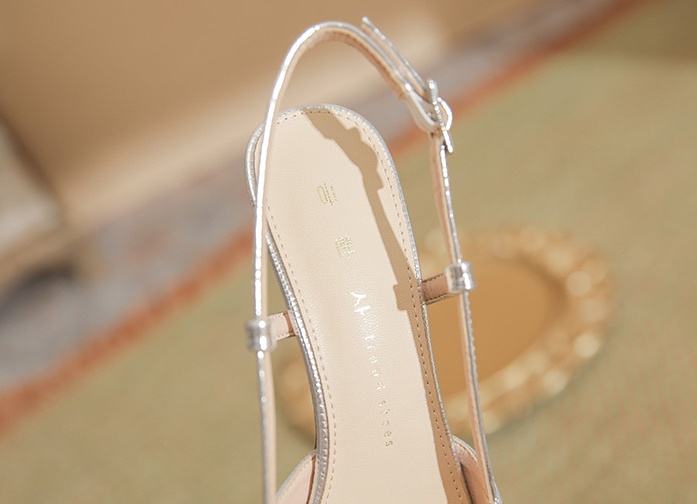 Ice silk high-heeled shoes double rhinestone sandals