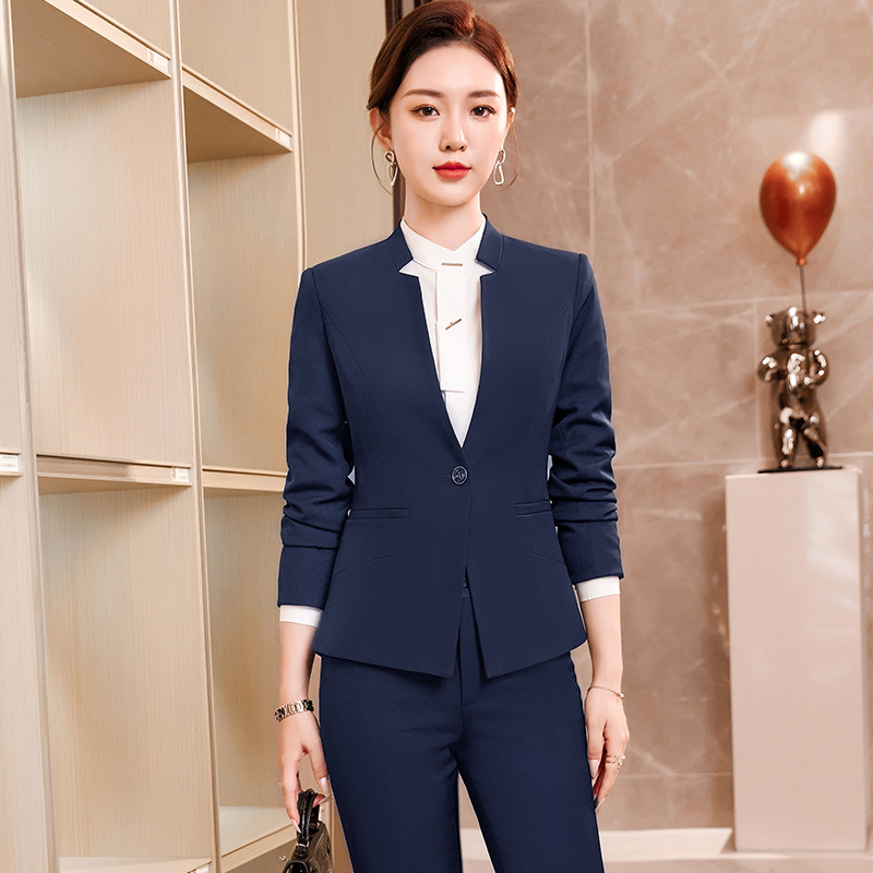 Temperament business suit slim suit pants 4pcs set for women