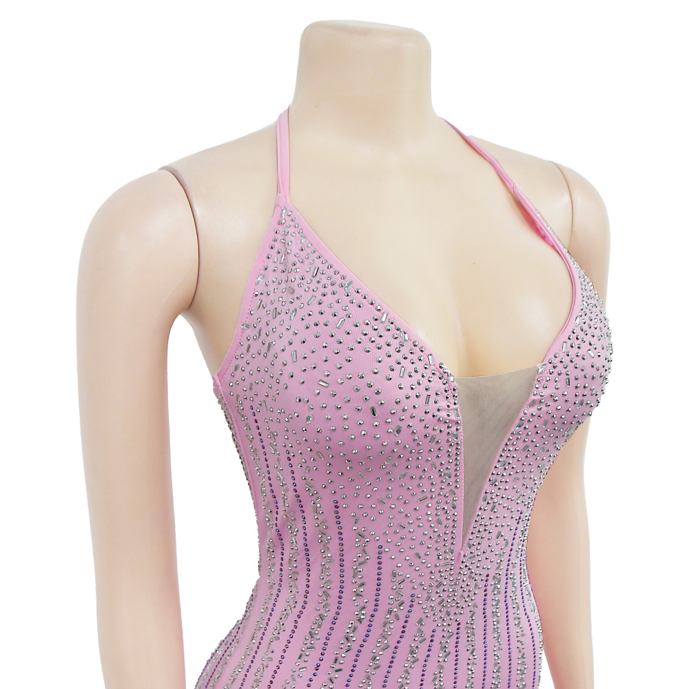 Bandage T-back rhinestone dress for women