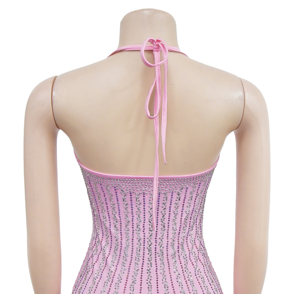 Bandage T-back rhinestone dress for women