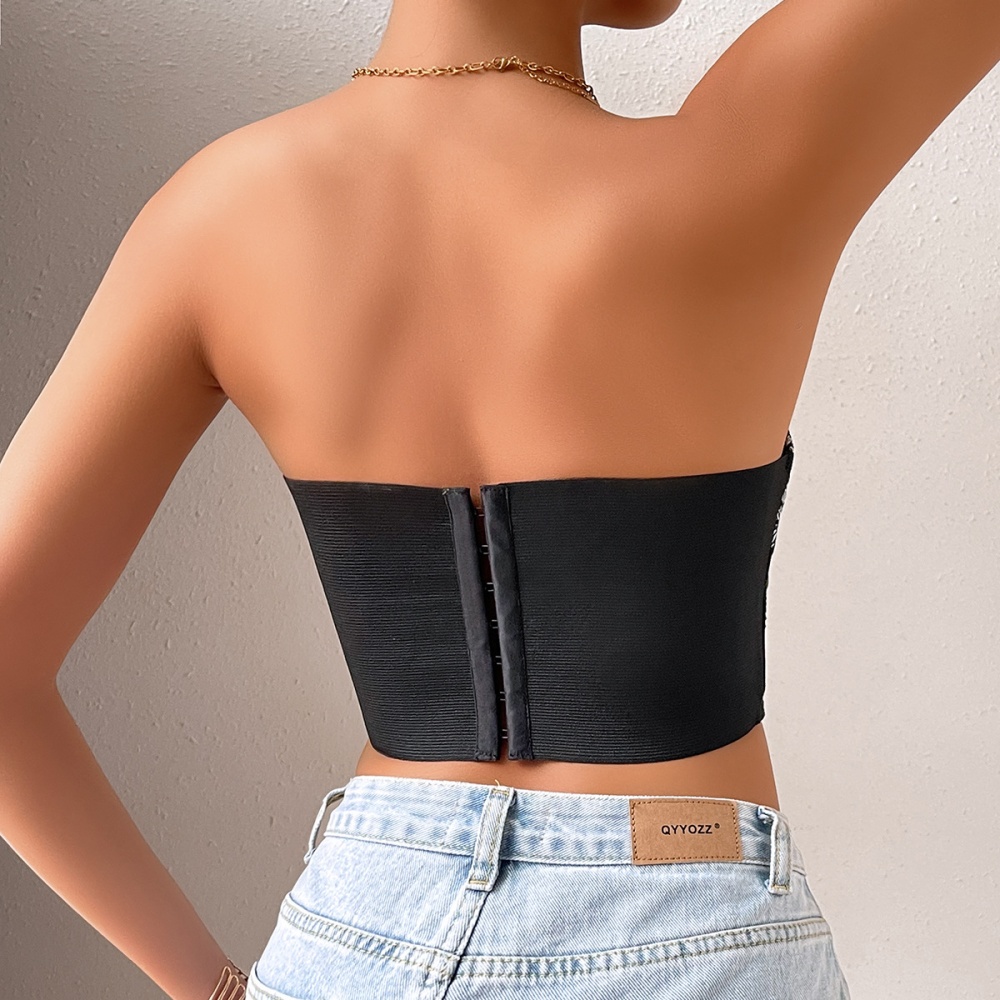 Low-cut short rims vest cotton sexy tops for women
