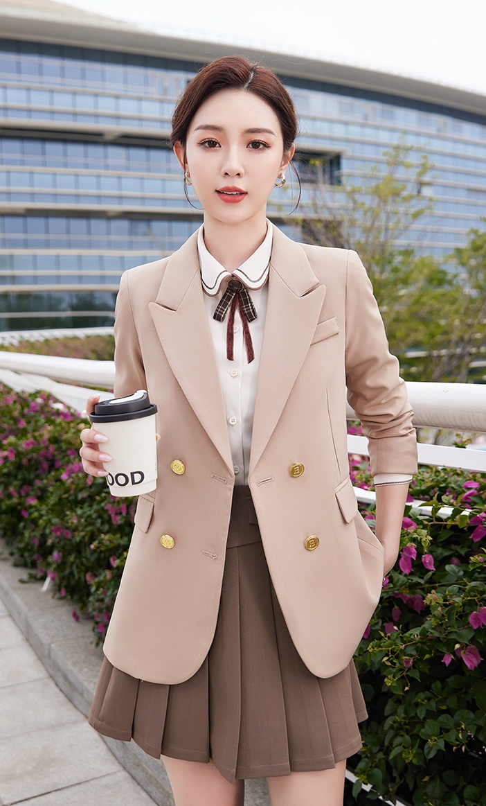 Casual beige tops fashion temperament coat for women