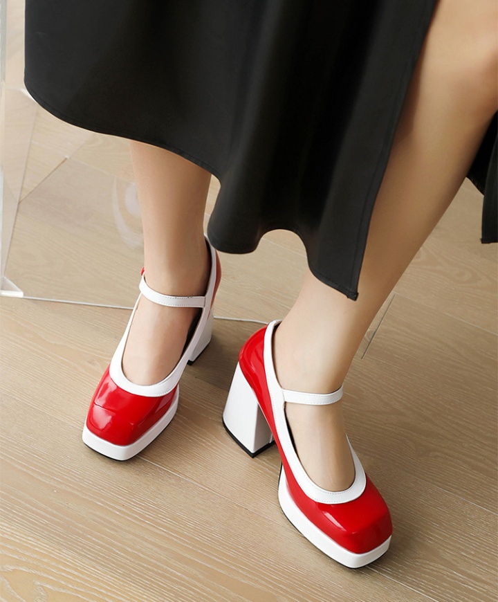 Retro autumn high-heeled shoes mixed colors shoes