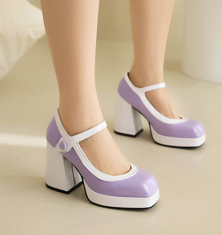 Retro autumn high-heeled shoes mixed colors shoes