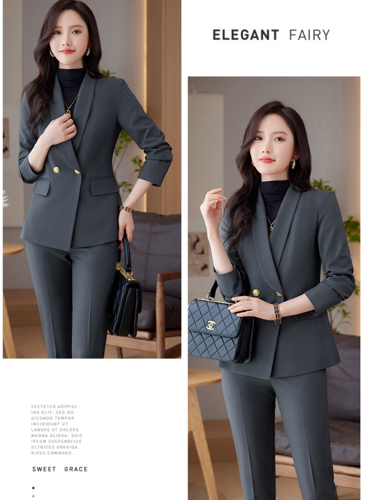 Autumn overalls coat black business suit a set