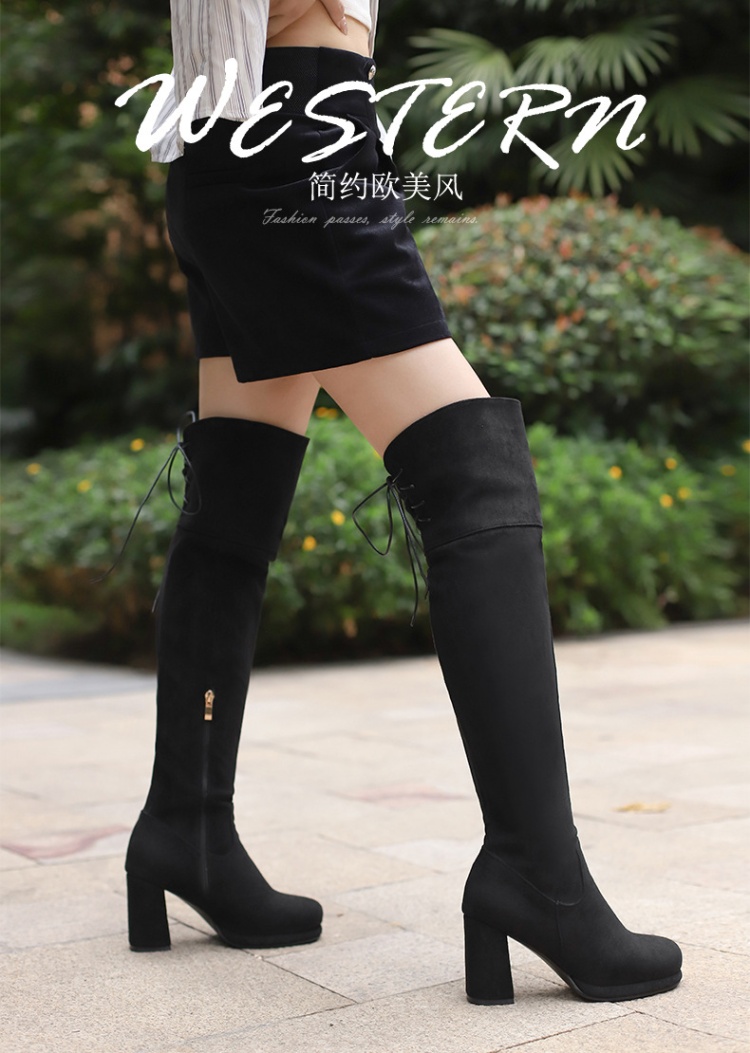 Elasticity exceed knee thigh boots high-heeled boots