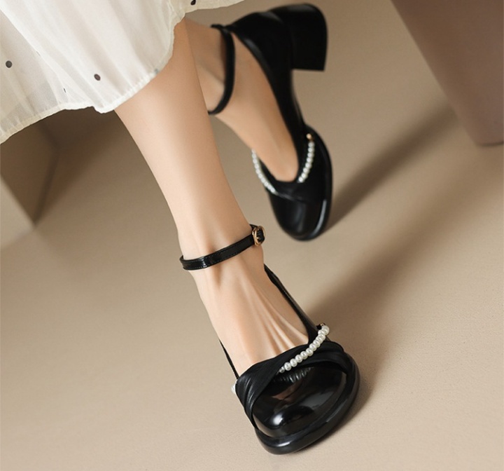 Round retro shoes autumn high-heeled shoes for women