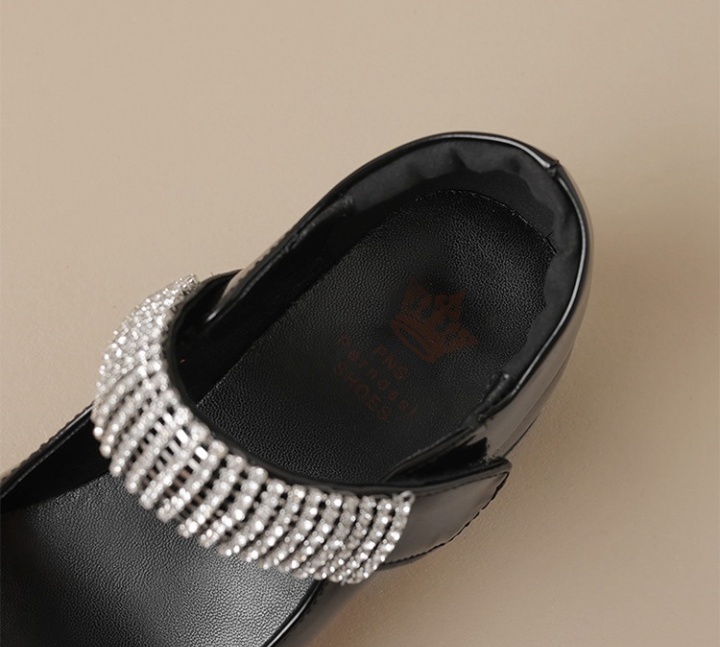Rhinestone round shoes retro high-heeled shoes for women