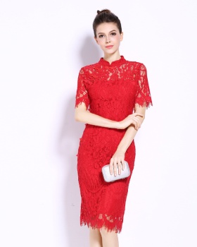 Slim summer dress red evening dress