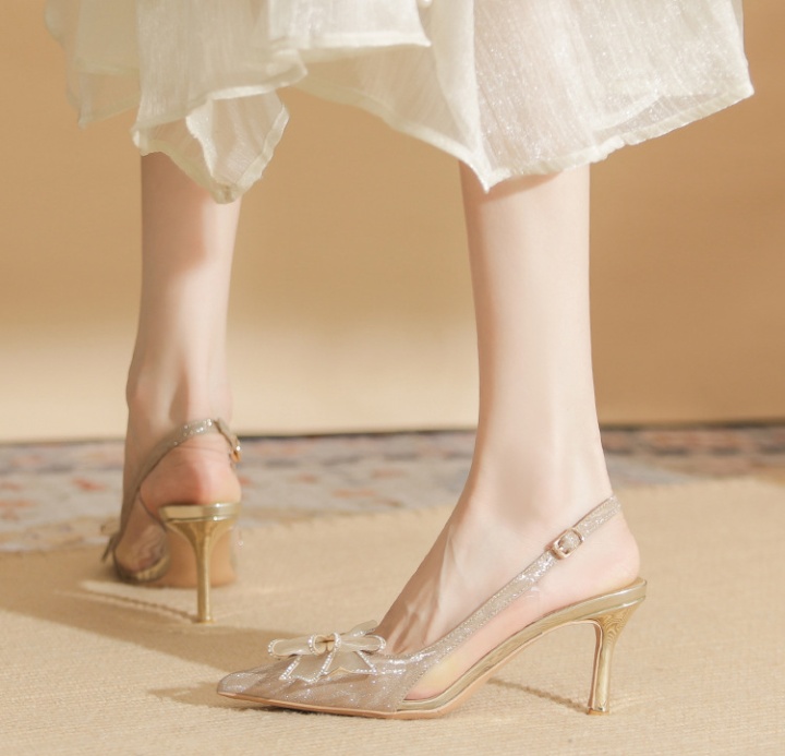 Bow wedding shoes sheepskin sandals for women