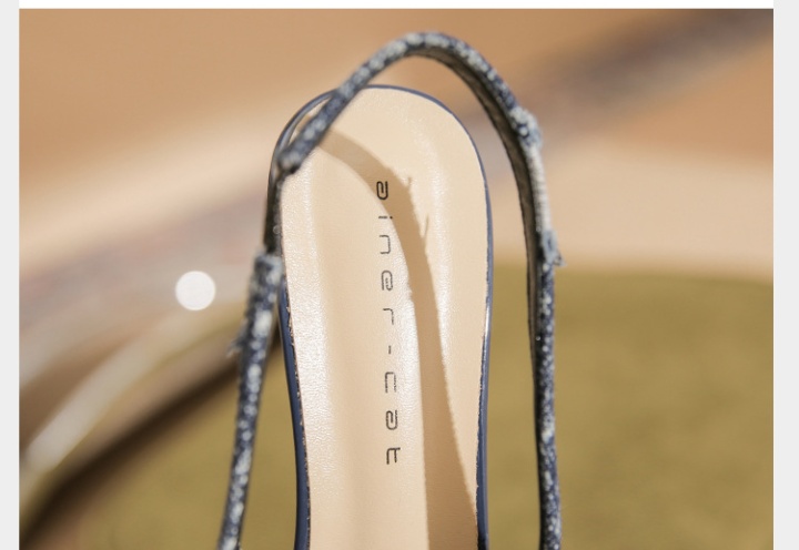 Denim high-heeled shoes fine-root sandals for women