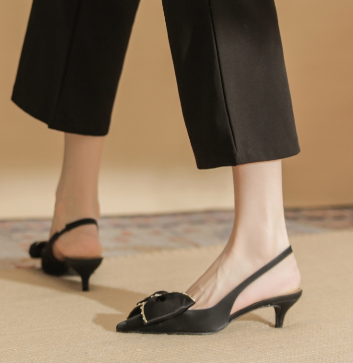 Bow all-match high-heeled shoes sheepskin sandals