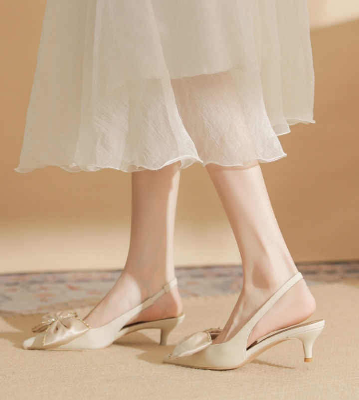 Bow all-match high-heeled shoes sheepskin sandals