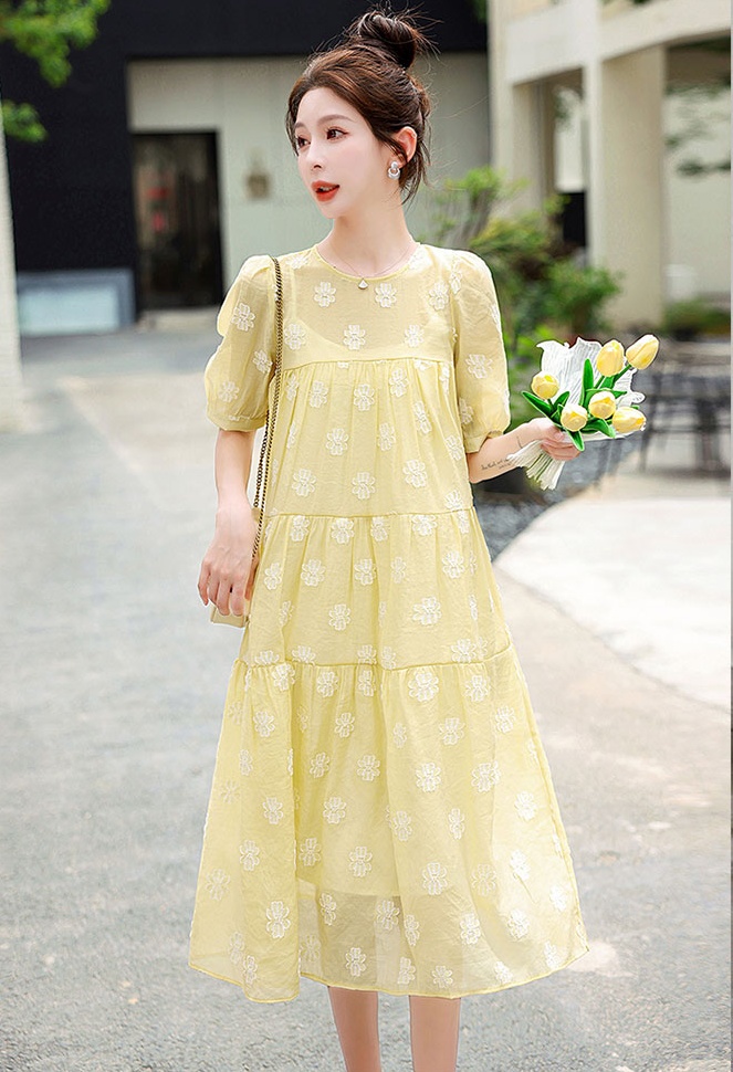 Summer yellow long dress floral Casual dress