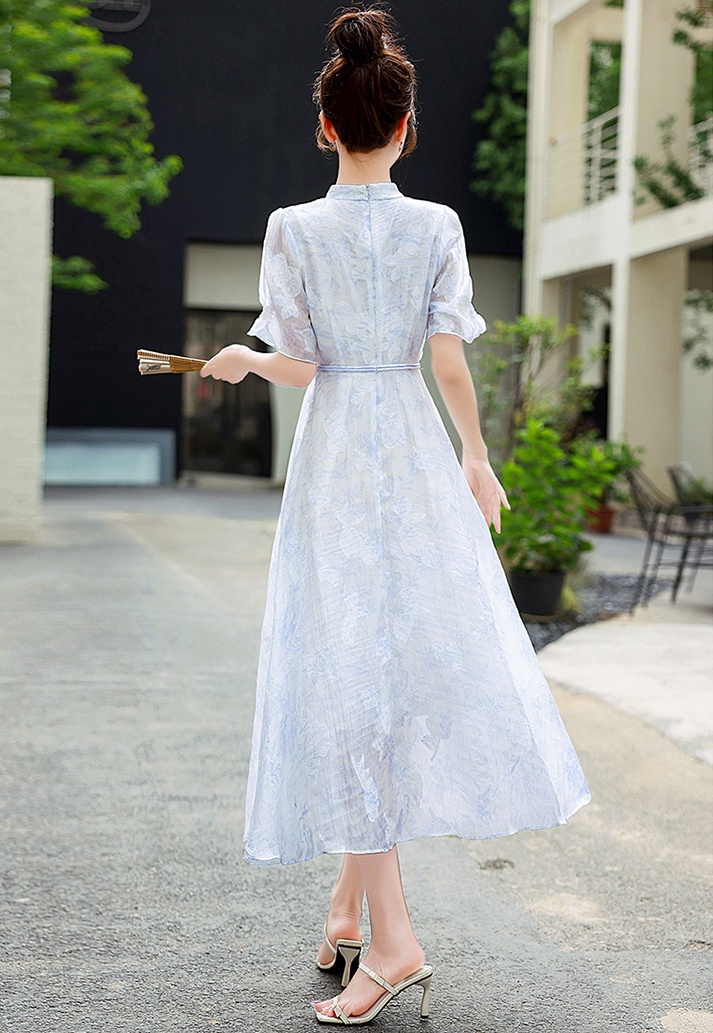 Printing chiffon cheongsam summer dress for women