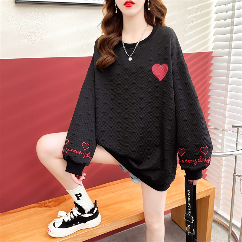 Long embroidered jacquard long sleeve hoodie for women