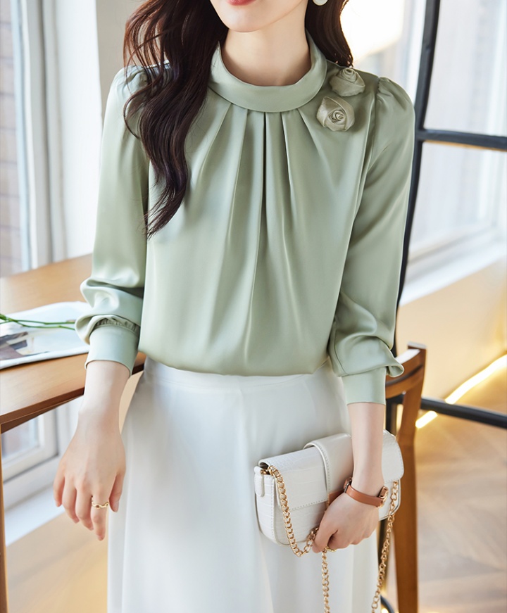 Spring and autumn lace tops green France style shirts