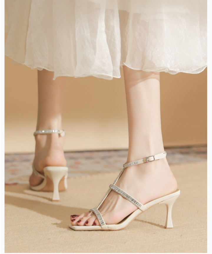 Square head sandals high-heeled shoes for women