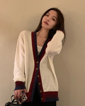 Maiden loose knitted sweater romantic V-neck cardigan