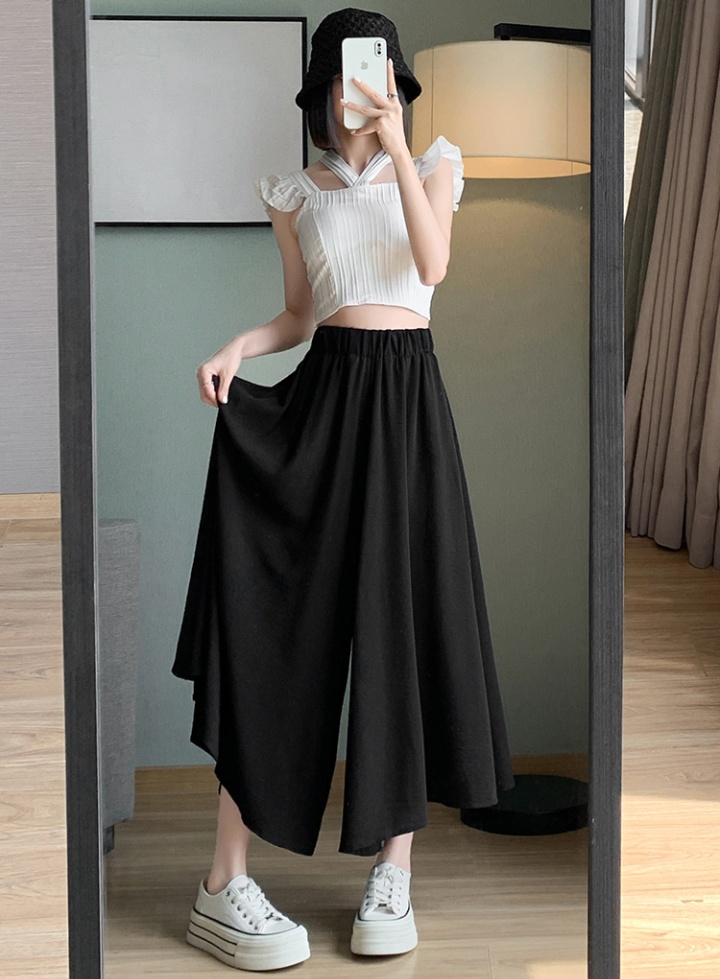 Cotton linen white culottes durian summer wide leg pants