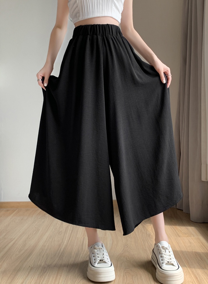 Cotton linen white culottes durian summer wide leg pants