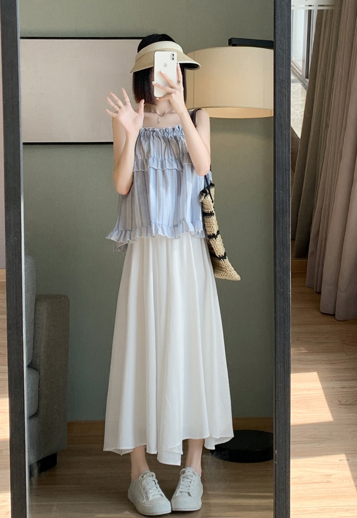 Cotton linen white culottes durian summer wide leg pants