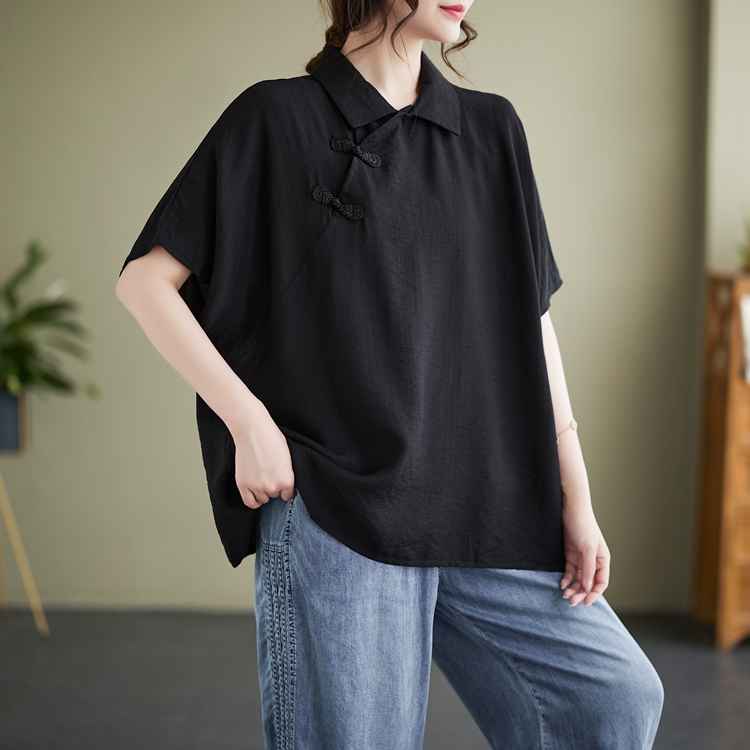 Fashion retro T-shirt temperament short sleeve tops for women