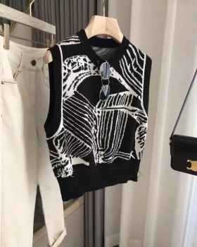 Knitted retro jacquard artifact all-match fashion vest