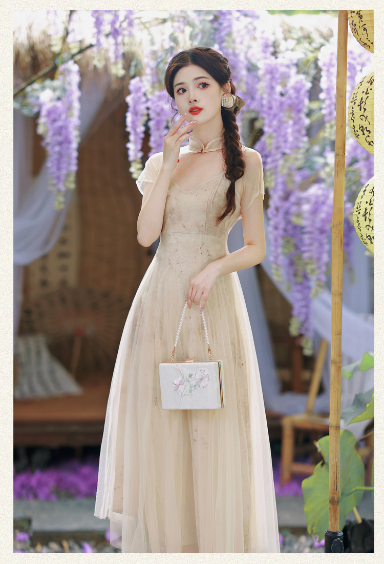 Maiden light Chinese style cheongsam summer drape dress