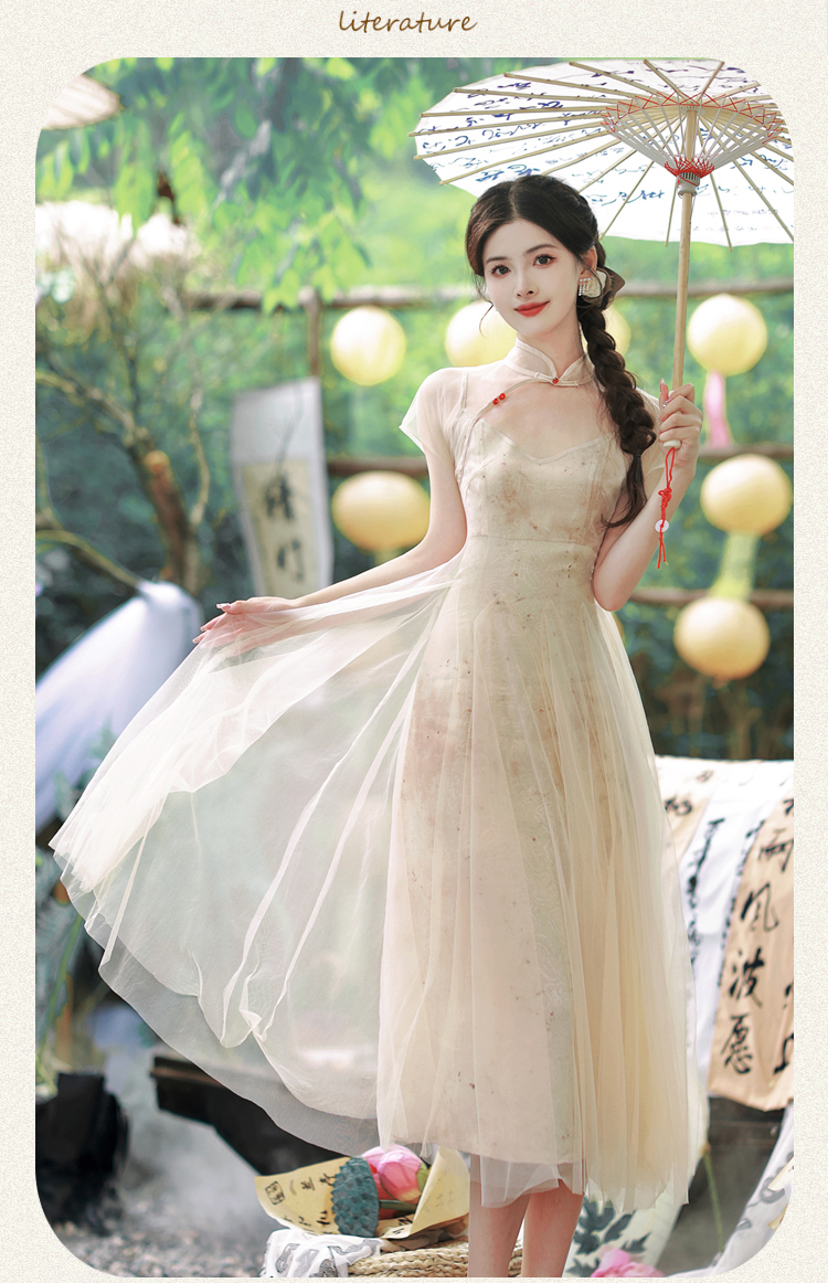 Maiden light Chinese style cheongsam summer drape dress