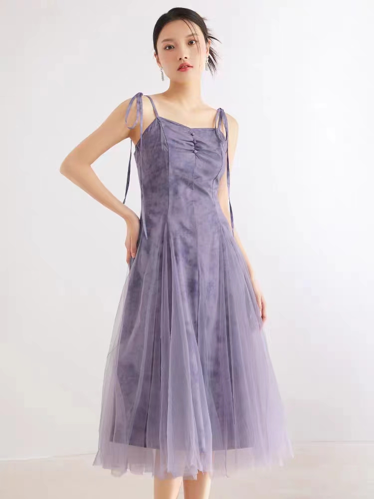 Summer temperament dress gauze sling long dress for women