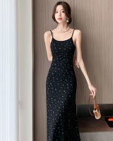 Summer pinched waist slim long breathable sling dress