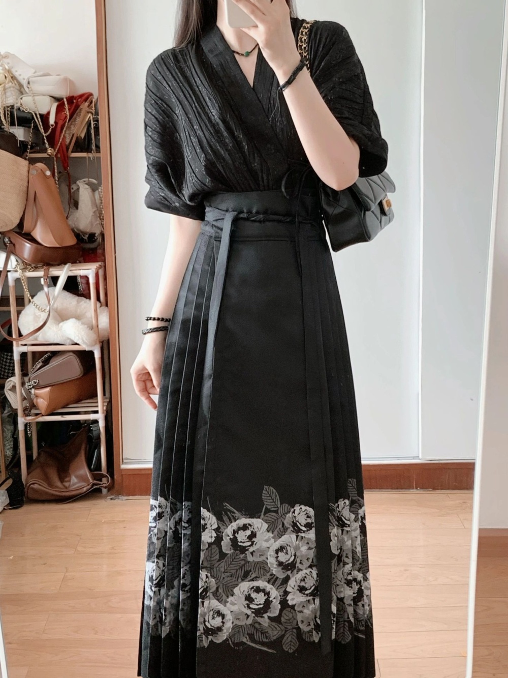 Summer tops Chinese style skirt 2pcs set for women