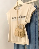 Printing round neck T-shirt letters tops for women
