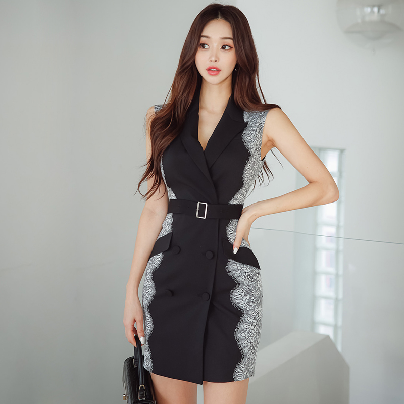 Summer slim business suit double-breasted dress