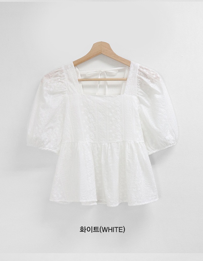 Short sleeve short Korean style square collar shirt