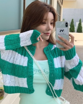 Korean style long sleeve sweater mixed colors coat