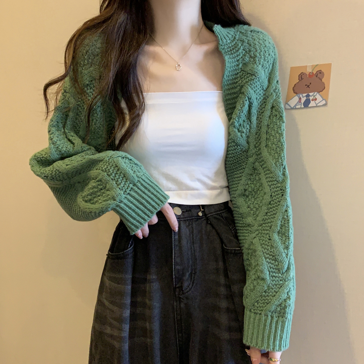 Loose short knitted coat autumn fashion pure shawl for women