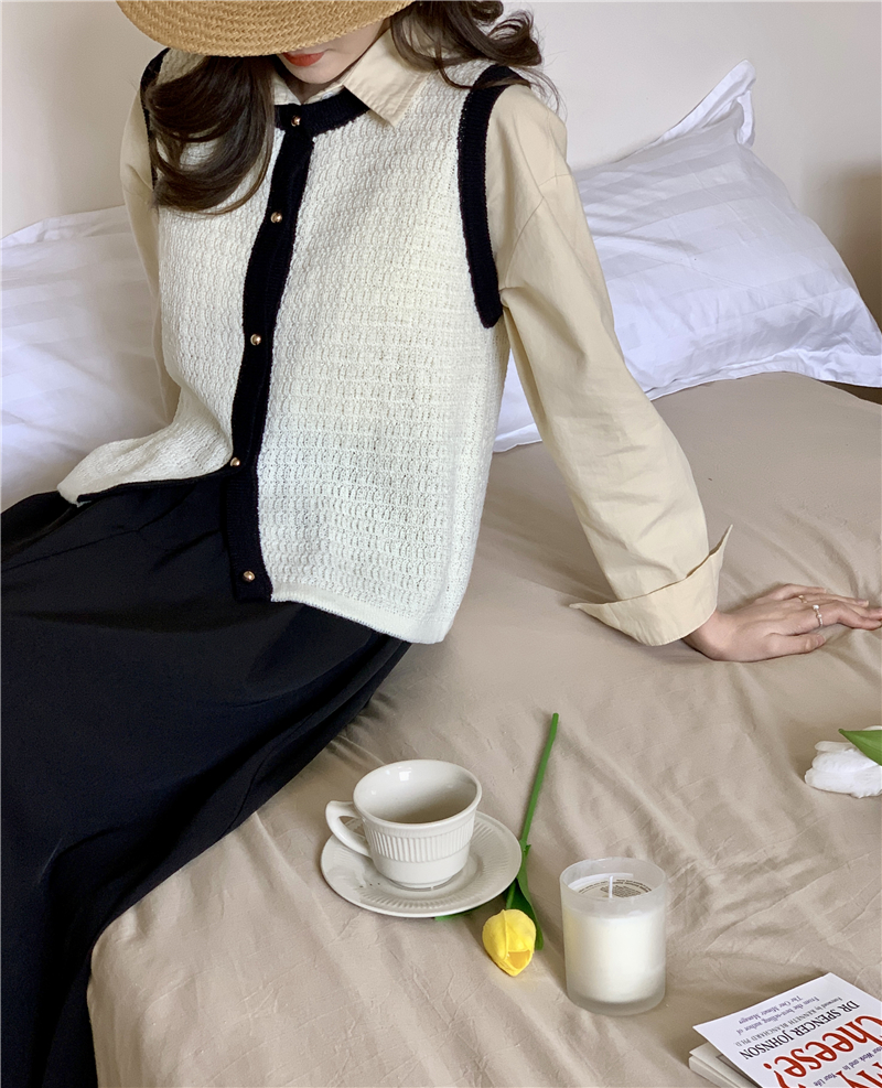 Autumn and winter Korean style tops knitted waistcoat for women