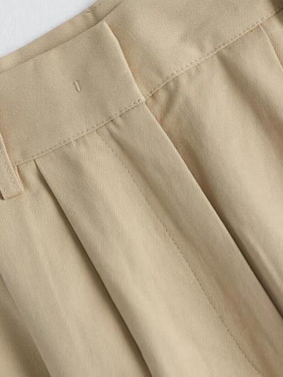 Summer twill wide leg pants cotton long pants for women